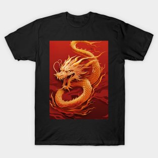 Chinese dragon on an isolated red background T-Shirt